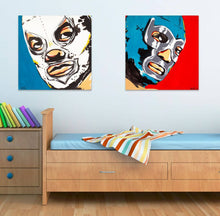 Load image into Gallery viewer, Raul Mejia - El Santo & Blue Demon Wall Art, Wall Art, Rebel Tiger, Sacramento . Shop