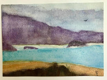 Load image into Gallery viewer, Allison S - Pacific Ocean - Recycled Original Watercolor Art Note Cards (2) 5"x7", Crafts, Allison Spreadborough, Sacramento . Shop