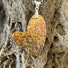 Load image into Gallery viewer, Joyce Pierce- Flame Painted Copper Hammered Heart Pendant, Jewelry, Joyce Pierce, Atrium 916 - Sacramento.Shop