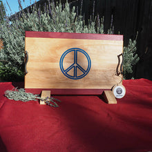 Load image into Gallery viewer, WCS Designs- Serving/Charcuterie Serving board with Peace Sign inlay, Wood Working, WCS Designs, Atrium 916 - Sacramento.Shop