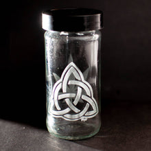 Load image into Gallery viewer, Peace Core Glass Art - Ancient Art Series Celtic Etched Glass Jar, Home Decor, Peace Core Glass Art, Atrium 916 - Sacramento.Shop