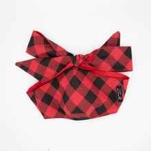 Load image into Gallery viewer, Yennie Zhou Designs - Red Checker Pattern Holiday Mask w/ Bow, Mask, Yennie Zhou Designs, Sacramento . Shop