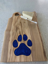 Load image into Gallery viewer, WCS Designs - Olive wood charcuterie board w/ blue paw, Kitchen & Dishware, WCS Designs, Atrium 916 - Sacramento.Shop