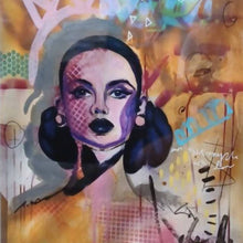 Load image into Gallery viewer, Edda Davila - Embelished print- Female with pink and purple on the face Painting 22”x30”, Wall Art, Edda Davila, Atrium 916 - Sacramento.Shop