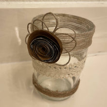 Load image into Gallery viewer, Paper Zen Designs - Glass Jar with Paper Flowers, Burlap, and Lace, Home Decor, Paper Zen Designs, Sacramento . Shop