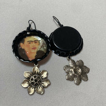 Load image into Gallery viewer, Maggie Devos - Bottlecap Frida w/sunfower blk earrings, Jewelry, Maggie Devos, Atrium 916 - Sacramento.Shop