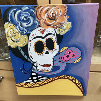 Maggie Gomez Devos- Frida Catrina with Monkey, Wall Art, Maggie Devos, Atrium 916 - Sacramento.Shop