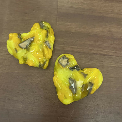 Shmak Creations - Yellow Pocket Heart, Glasswork, Shmak Creations, Atrium 916 - Sacramento.Shop