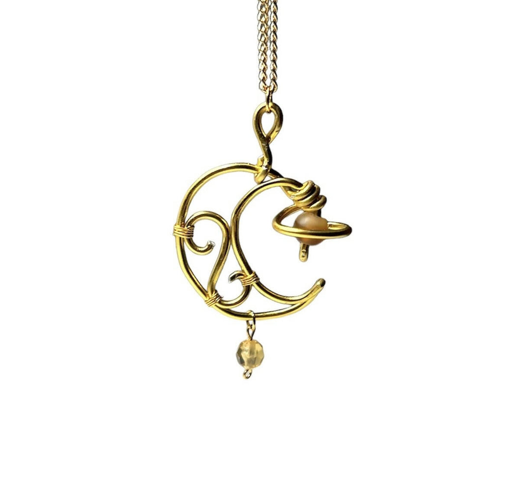 Kiss My Craft - Saturn Moon Pendant, Jewelry, Kiss My Craft, Atrium 916 - Sacramento.Shop