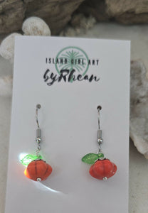 Island Girl Art - Upcycled Earrings - Fall PumpkinEarrings