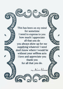 Persevere and Create - Appreciation Poetry Card