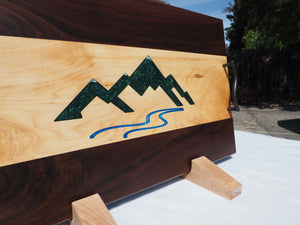 WCS Designs - Serving/Charcuterie board w/Mountain-river epoxy inlay, Wood Working, WCS Designs, Atrium 916 - Sacramento.Shop