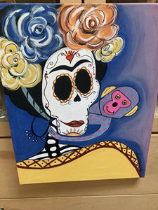 Maggie Gomez Devos- Frida Catrina with Monkey, Wall Art, Maggie Devos, Atrium 916 - Sacramento.Shop