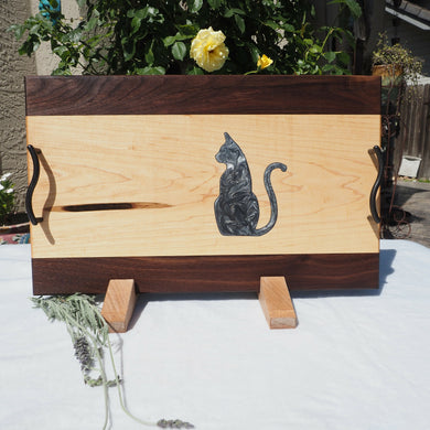 WCS Designs - Serving/Charcuterie board with Cat epoxy inlay, Wood Working, WCS Designs, Atrium 916 - Sacramento.Shop