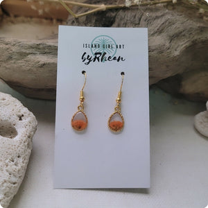 Island Girl Art - Pressed Flower Earrings - Mini Orange Single