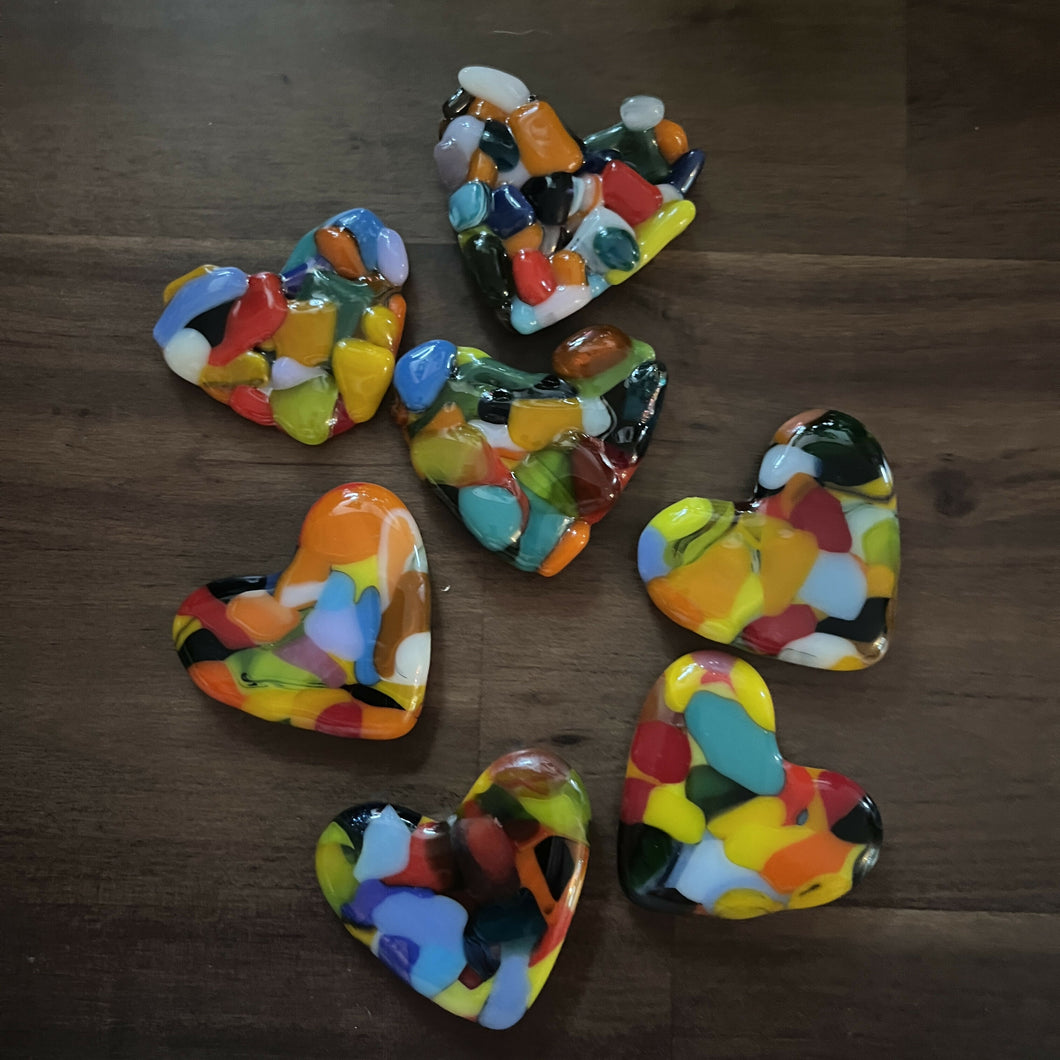Shmak Creations - Multi Color Pocket Heart, Glasswork, Shmak Creations, Atrium 916 - Sacramento.Shop