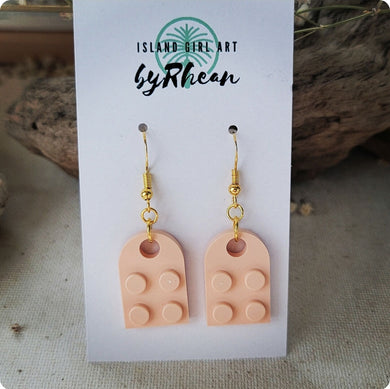 Island Girl Art - Upcycled Brick Earrings- yg Color Block, Jewelry, Island Girl Art by Rhean, Atrium 916 - Sacramento.Shop