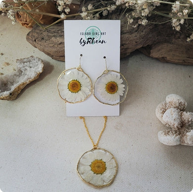 Island Girl Art - Pressed Flower Earrings and Necklace Set -, Jewelry, Island Girl Art by Rhean, Atrium 916 - Sacramento.Shop