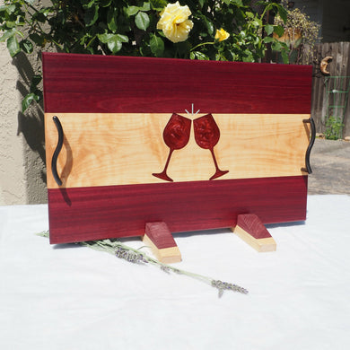 WCS Designs - Serving/Charcuterie Board w/Wine Glass inlay, Wood Working, WCS Designs, Atrium 916 - Sacramento.Shop