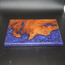 Load image into Gallery viewer, Lake Forest Woodworks - Cottonwood Burl and Purple Epoxy Charcuterie Board (Purple Rain)
