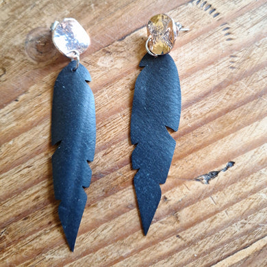Joce Pierce - Inner Tube Feather Earrings on Copper Colored stud, Jewelry, Joyce Pierce, Atrium 916 - Sacramento.Shop