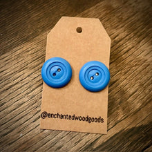 Load image into Gallery viewer, Enchanted Wood Goods - Vintage Button Earrings 3/4", Jewelry, Enchanted Wood Goods, Atrium 916 - Sacramento.Shop
