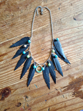 Joyce Pierce - Inner Tube Feather Necklace Blue, Jewelry, Joyce Pierce, Atrium 916 - Sacramento.Shop