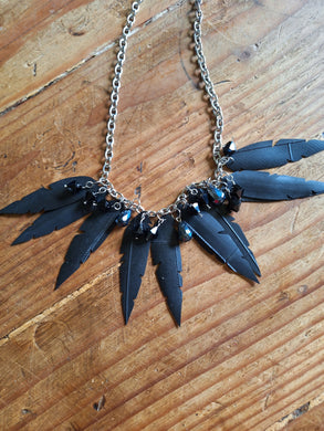 Joyce Pierce - Inner tube feather Necklace with black swavorski crystals, Jewelry, Joyce Pierce, Atrium 916 - Sacramento.Shop