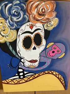 Maggie Gomez Devos- Frida Catrina with Monkey, Wall Art, Maggie Devos, Atrium 916 - Sacramento.Shop
