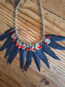 Joyce Pierce - Inner Tube Feather and Coral Necklace, Jewelry, Joyce Pierce, Atrium 916 - Sacramento.Shop