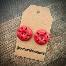 Load image into Gallery viewer, Enchanted Wood Goods - Vintage Button Earrings 3/4", Jewelry, Enchanted Wood Goods, Atrium 916 - Sacramento.Shop

