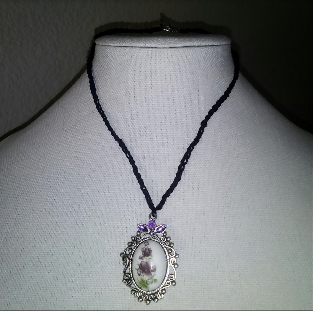 Creations by Jennie J Malloy - Violet Flower Brooch Necklace, Jewelry, Creations by Jennie J Malloy, Atrium 916 - Sacramento.Shop