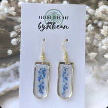 Load image into Gallery viewer, Island Girl Art - Pressed Flower Earrings - Blue Blooms 2
