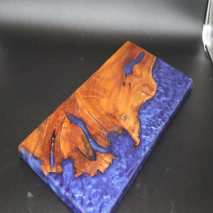 Lake Forest Woodworks - Cottonwood Burl and Purple Epoxy Charcuterie Board (Purple Rain)