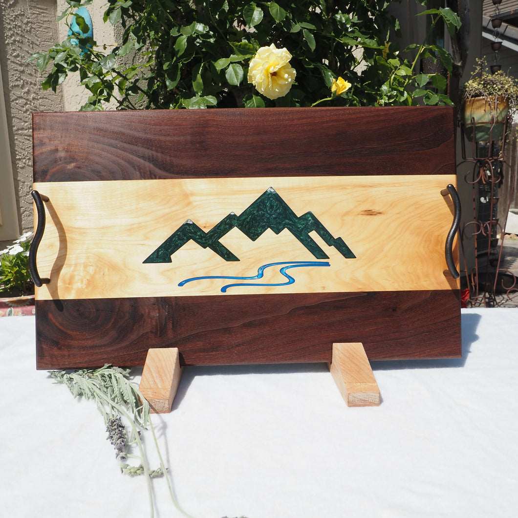 WCS Designs - Serving/Charcuterie board w/Mountain-river epoxy inlay, Wood Working, WCS Designs, Atrium 916 - Sacramento.Shop