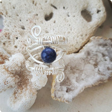 Load image into Gallery viewer, Island Girl Art - Wire Wrapped Ring - Silver Lapis, Jewelry, Island Girl Art by Rhean, Atrium 916 - Sacramento.Shop
