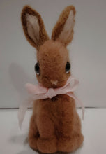 Load image into Gallery viewer, nestneedlesandknots - Felted Bunny - Brown Pink ribbon, Crafts, Nestneedlesandknots, Atrium 916 - Sacramento.Shop
