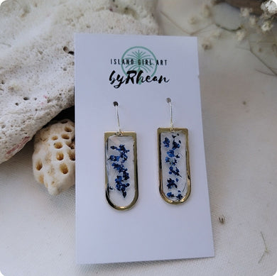 Island Girl Art - Pressed Flower Earrings - Blue Blooms 2, Jewelry, Island Girl Art by Rhean, Atrium 916 - Sacramento.Shop