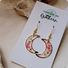 Load image into Gallery viewer, Island Girl Art - Pressed Flower Earrings - Rose Moon, Jewelry, Island Girl Art by Rhean, Atrium 916 - Sacramento.Shop
