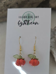 Island Girl Art - Upcycled Earrings - Fall PumpkinEarrings