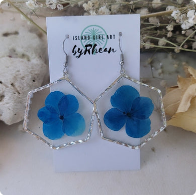 Island Girl Art - Pressed Flower Earrings - Hyacinth Blue, Jewelry, Island Girl Art by Rhean, Atrium 916 - Sacramento.Shop