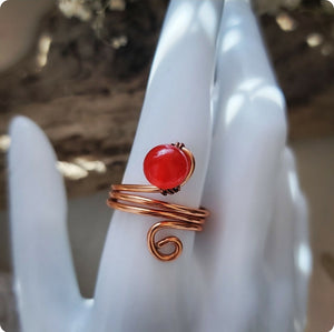 Island Girl Art - Wire Wrapped Ring - Orange Agate, Jewelry, Island Girl Art by Rhean, Atrium 916 - Sacramento.Shop