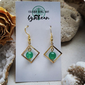 Island Girl Art - Natural Stone Earrings - Geometric Aventurine, Jewelry, Island Girl Art by Rhean, Atrium 916 - Sacramento.Shop