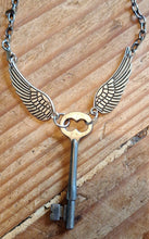 Load image into Gallery viewer, Joyce Pierce - Upcycled winged Vintage Key Necklace, Jewelry, Joyce Pierce, Atrium 916 - Sacramento.Shop
