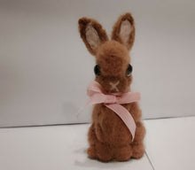 Load image into Gallery viewer, nestneedlesandknots - Felted Bunny - Brown Pink ribbon, Crafts, Nestneedlesandknots, Atrium 916 - Sacramento.Shop
