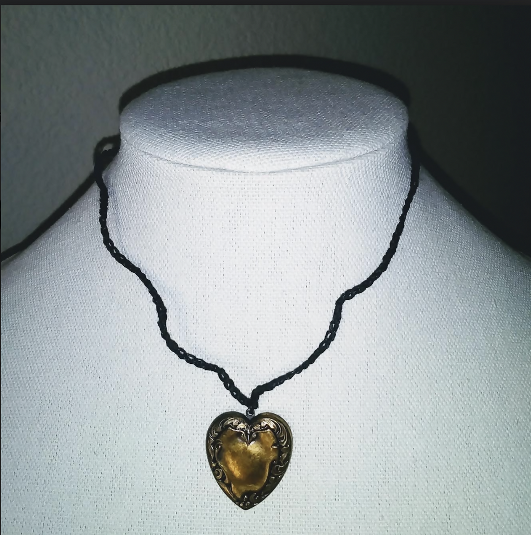 Creations by Jennie J Malloy- Assorted Embossed Metal Heart Necklaces