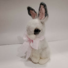 Load image into Gallery viewer, nestneedlesandknots - Felted Bunny - Light Gray Pink ribbon, Crafts, Nestneedlesandknots, Atrium 916 - Sacramento.Shop
