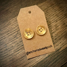 Load image into Gallery viewer, Enchanted Wood Goods - Vintage Button Earrings 1/2", Jewelry, Enchanted Wood Goods, Atrium 916 - Sacramento.Shop
