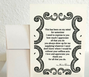 Persevere and Create - Appreciation Poetry Card