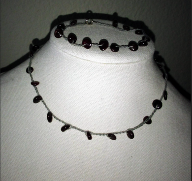 Creations by Jennie J Malloy - Garnet on Grey Necklace/Bracelet Set, Jewelry, Creations by Jennie J Malloy, Atrium 916 - Sacramento.Shop